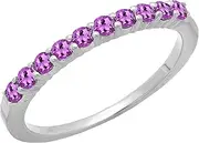 [Dazzlingrock Collection] 10K Round Gemstone Ladies Stackable Anniversary Wedding Band, White Gold