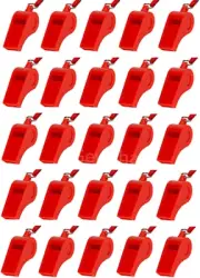Red Emergency Whistles with Lanyard 15 Pcs, Loud Crisp Sound,Plastic Whistle,For