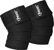 Beast Power Gear Knee Wraps (Pair) for Squats with Fastening Support, Powerlifting, Weightlifting, Cross Training, Leg Press,- Flexible 78” 98” Knee Wraps for Squatting - Men & Women