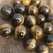 2.2-2.4LB Natural Tiger eye Stone Quartz Crystal sphere spectrum Healing 8-10pcs