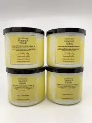 Bath And Body Works (4 Pc) GINGER AND HINOKI 3 Wick Candle 14.5 Oz New!