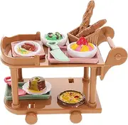 TOYANDONA 1:12 Scale Miniature Dining Car Toy Set Pretend Play Food Trolley for Dollhouse and Birthday Celebrations