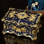 BLUE TIN ALLOY RECTANGLE MUSIC BOX ♫ HOWLS MOVING CASTLE ( HAVE VIDEO )