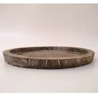 在飛比找蝦皮購物優惠-家用復古圓形實木製木盤子 杯子水果盤 木碟子圓形托盤日式乾果
