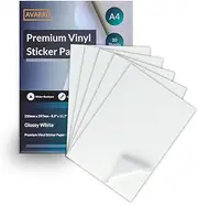 Printable Vinyl Sticker Paper - Glossy White A4 - Laser Only - 20 Premium Self Adhesive Sheets - Waterproof Label Stickers - Laser Printer - Avarrix Australia