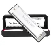 Blues Harmonica10 Hole C Key Mouth Organ with Case Diatonic Harmonica for Pro...