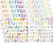 BEZANU Letter Stickers, 8 Sheets Colorful Self Adhesive Alphabet Number Stickers for Home, Business, Classroom Decor