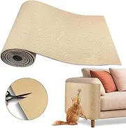 40×200cm Cat Scratch Furniture Protector, Large Cat Scratching Mat, Couch Carpets Protector, Self Adhesive Trimmable DIY Cat Scratch Pad, Durable Cat Tree Replacement Scratching Boards (Khaki)