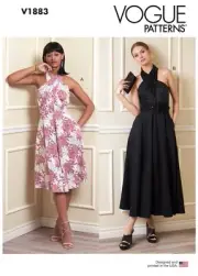 VOGUE SEWING PATTERN 1883 MISSES 14-22 CRISS-CROSS HALTER DRESS W/ BODICE PLEATS