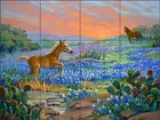 Horse Tile Backsplash Senkarik Equine Art Ceramic Mural MSA231