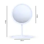 SOGA 2X 26cm White Round Smart LED Makeup Bedroom Table Vanity Mirror Tricolor Adjustable Light