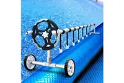 Aquabuddy Pool Cover 500 Micron 10x4m Blue Swimming Pool Solar Blanket 5.5m Roller