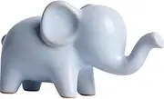 OWIEN Miniature White Porcelain Elephant Statue, Ceramic Small Animal Statues Figurine for Living Room Office Desk Decor