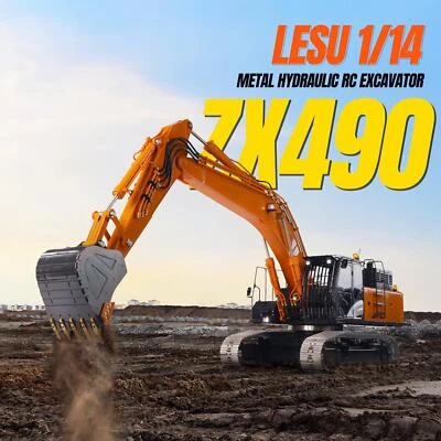 1/14 LESU Hydraulic RC Excavator AoueZX490 Metal Digger Tipper 6CH Valve Motor