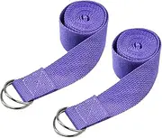 BIUDECO 2pcs Yoga Stretch Strap Sturdy Polyester Cotton Fitness Band for Stretching Exercise Warm-up (Dark)