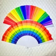 Cloth Crafted Gift Hand Rainbow Fans Folding Hand Fan Rainbow Hand Fan