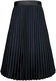 [Happy Cherry] Chiffon Pleated Skirt for Girls High Waist Elastic A-Line Boho Swing Maxi Long Skirt