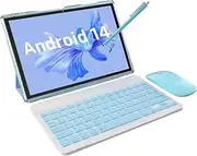 10 in Tablet 2 in 1 Android 14 Tablets with Keyboard 10 inch Tabletas, Include Mouse Stylus Pen Case, 6000mAh 6GB+32GB ROM 1TB Expandable Tableta, 2MP+8MP Dual Camera, WiFi-6 BT Tablet PC.