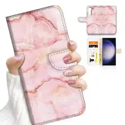 ( For Samsung A54 ) Wallet Flip Case Cover AJ23773 Pink Crystal Marble