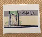 The Columbus Hotel Glossy Die Cut Sticker Vintage Ephemera Miami Florida Retro