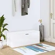 Modern Wall-Mounted Shoe Cabinet, High Gloss White, 100x35x38 cm, Engineered Wood, Space-Saving Shoe Storage with 2 Compartments and Drop-Down Doors, Slim Entryway Organizer