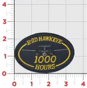 NAVY E-2D 1000 HOURS HAWKEYE OVAL BLUE EMBROIDERED HOOK & LOOP JACKET PATCH