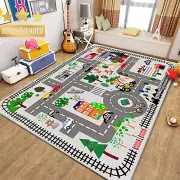 Kids Play Mat Non-Slip City Life Playmat Extra Large Rug for Bedroom Playroom