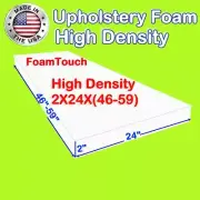 FoamTouch High Density Upholstery Foam Cushion 2" X 24" X (46-59)" Custom Cut