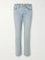 [RE/DONE] RE/DONE - + Net Sustain + Pamela Anderson The Anderson High-rise Slim-leg Organic Jeans - Light denim - 25 25 Blue