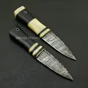 Set of 2 Handmade Damascus Steel Sgian Dubh Scottish Dirk Knife with Sheath