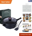 Versatile 11-Inch Nonstick Deep Frying Pan with Glass Lid - 5 Quart Capacity