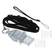 Plastic Sports Whistle with Lanyard and Mouth Grip, Super Loud, Grey