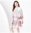 2024 Summer Bohemian Dress Women Lotus Leaf Dress Long Sleeve Print Flower Dress