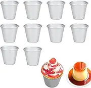 hzpolang 10 Pcs Pudding Moulds Aluminum Mini Pudding Basins Cups Nonstick Kitchen Baking Egg Tarts Tin Dariole Moulds for DIY Cooking Muffin Cupcake Jelly Desserts