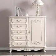 [GUAWJRZDP] Storage Cabinet, Wooden Chest of Drawers, Drawer Chest with Large Space, Drawers Organizer Storage, Carved Decoration, for Bedroom, Living Room, Hallway(Silver Edge)
