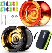 N11 Yoyo Professional Yoyo for Kids, Pack of 2 Metal Black Gold+Red Gold