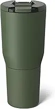 BrüMate Nav 35oz 100% Leak Proof Insulated Travel Drink Bottle Tumbler with Magnetic BevLock™ Lid - Double Wall Cup-Holder Friendly Stainless Steel Mug (OD Green)