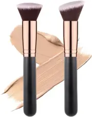 Fancylovesotio 2 Pieces Kabuki Foundation Brush Flat Top Professional Face & ...