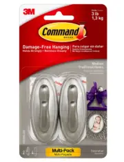 Decorative Hooks Command , Traditional, Medium, Brushed Nickel