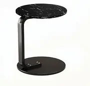 SOGA 50cm Black Marble Mini Side Table Movable Lightweight w/Black Frame