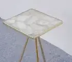 White Agate Square Table, Occasional Square, Composite Agate Side Table Decor