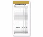 2 Part, Compact Material & Labor Records, 5 Books, 50 Sets Per Book = Total 250