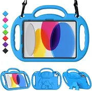 TOEVEK Kids Case for iPad 10th Generation 10.9 Inch 2022, iPad Air 5th/4th Gen Kids Case with Shoulder Strap, Durable Shockproof Handle Stand Protective Case for iPad 10 & Air 4/5 & Pro 11, Blue