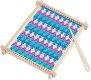 Weaving Kit, Wooden Weaving Frame Set with Big Eye Needle 28x24cm Hand Knitting DIY Woven Set Multi-Craft Wooden Large Lap Frame for Scarves Tapestry Kids Beginner
