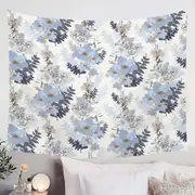 Light Blue and White Flowers Tapestry