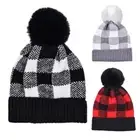 Ladies Men Christmas Lattice Hat Hat Santa Secret Hat Detachable Wool Ball