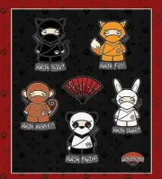 CUTE MINI R/C CELL NINJA KITTY BUNNY FOX PANDA MONKEY& FAN STICKER/ DECAL SET