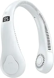 Portable Neck Fan, Bladeless Personal Fan, 5 Speeds Faster Cooling Rechargeable Battery, Small Bladeless Fan No Hair Snagging, Ultra Quiet, Gifts for Men Women, Home, Travel Essentials (white)/1217
