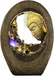 Indoor Tabletop Fountains 34.6-inch Tall Indoor/Outdoor Meditating Buddha Water Fountain Yard Décor - Buddha Tabletop Zen Fountain for Home Office Decor Decoration Meditation Fountain