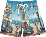 [RPLIFE] Swimming Trunks for Kids, Anti Chafe Swim Trunks for Boys 2 T, Dog Summer Ice Cream Car